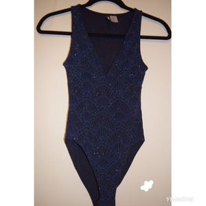 NWOT Sparkly Navy Blue Body Suit